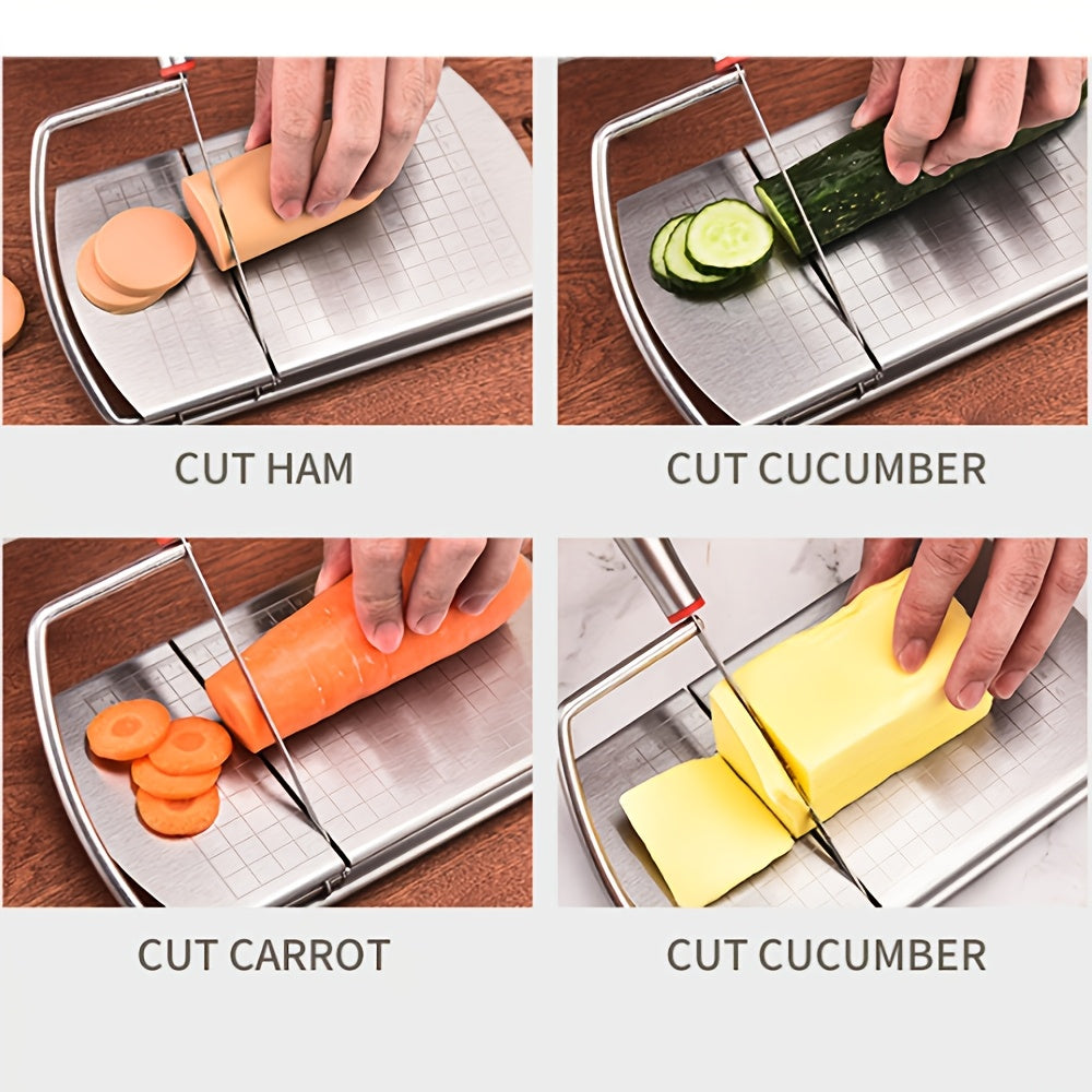 1pc, Cheese Slicer, Stainless Steel Cheese Cutter With Measurements, Heavy Duty Butter Cutter, Baking Tools, Kitchen Gadgets, Kitchen Accessories
