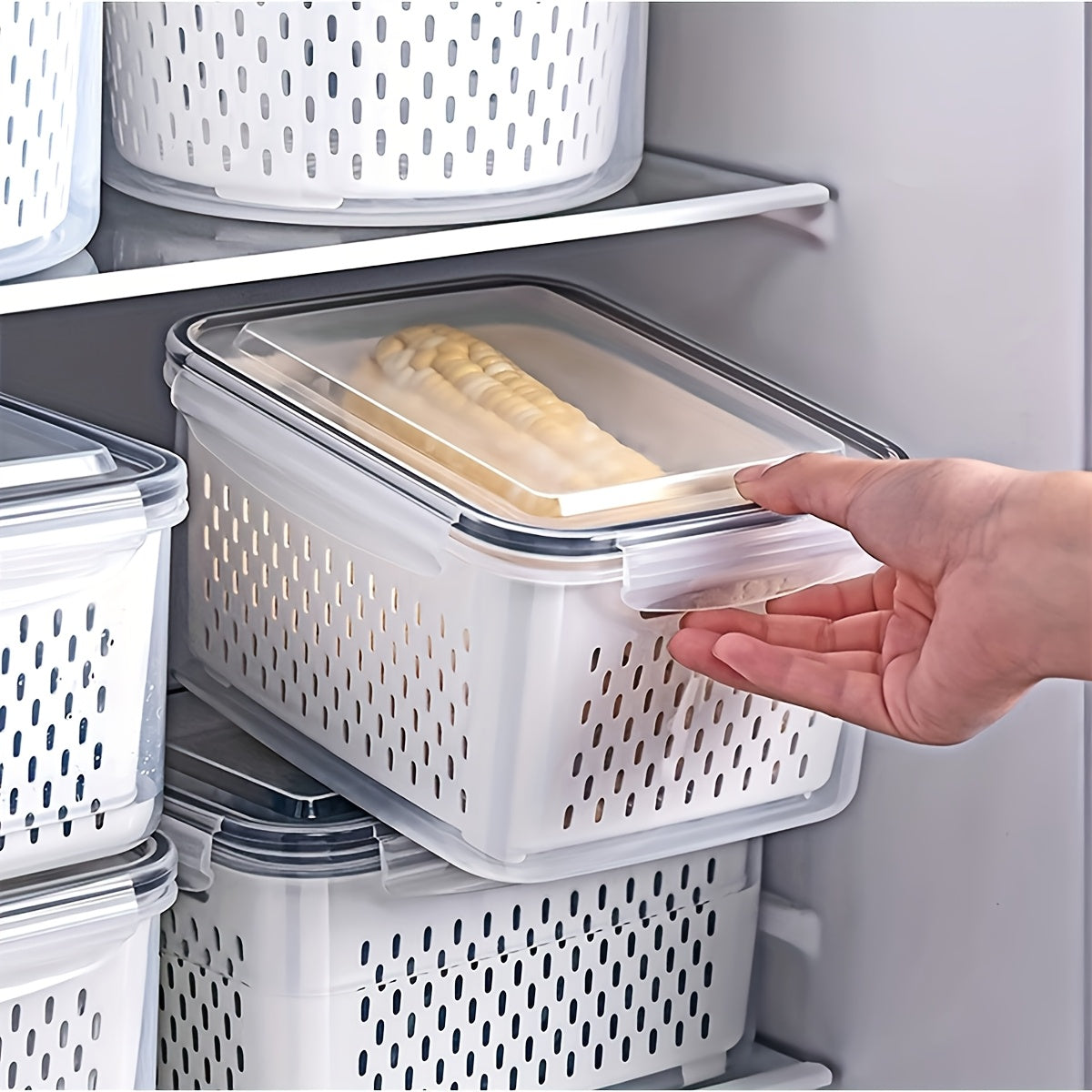 9pcs [3pcs Lids And 3pcs Drain Baskets And 3pcs Containers] Refrigerator Replacement Storage Boxes, Suitable for Fruits, Vegetables, And Plastic Food Storage Containers, with Drain Baskets And Lids - Leak-Proof, Refrigerator Safe