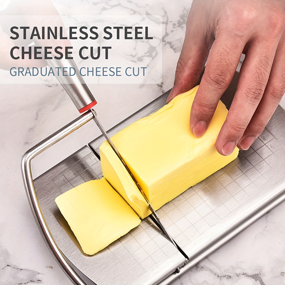 1pc, Cheese Slicer, Stainless Steel Cheese Cutter With Measurements, Heavy Duty Butter Cutter, Baking Tools, Kitchen Gadgets, Kitchen Accessories
