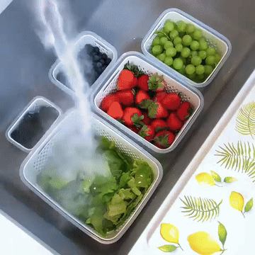 5 PCS Large Fruit Containers for Fridge - Leakproof Food Storage Containers with Removable Colander
